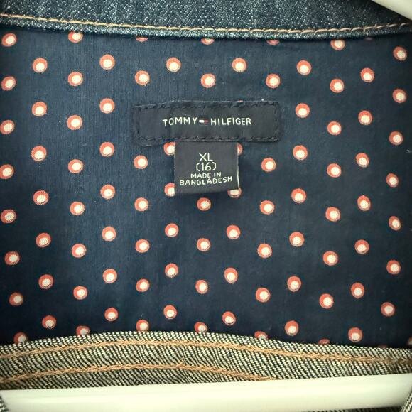 Classic Tommy Hilfiger Denim Jacket Women Size Youth 16 - Picture 3 of 8